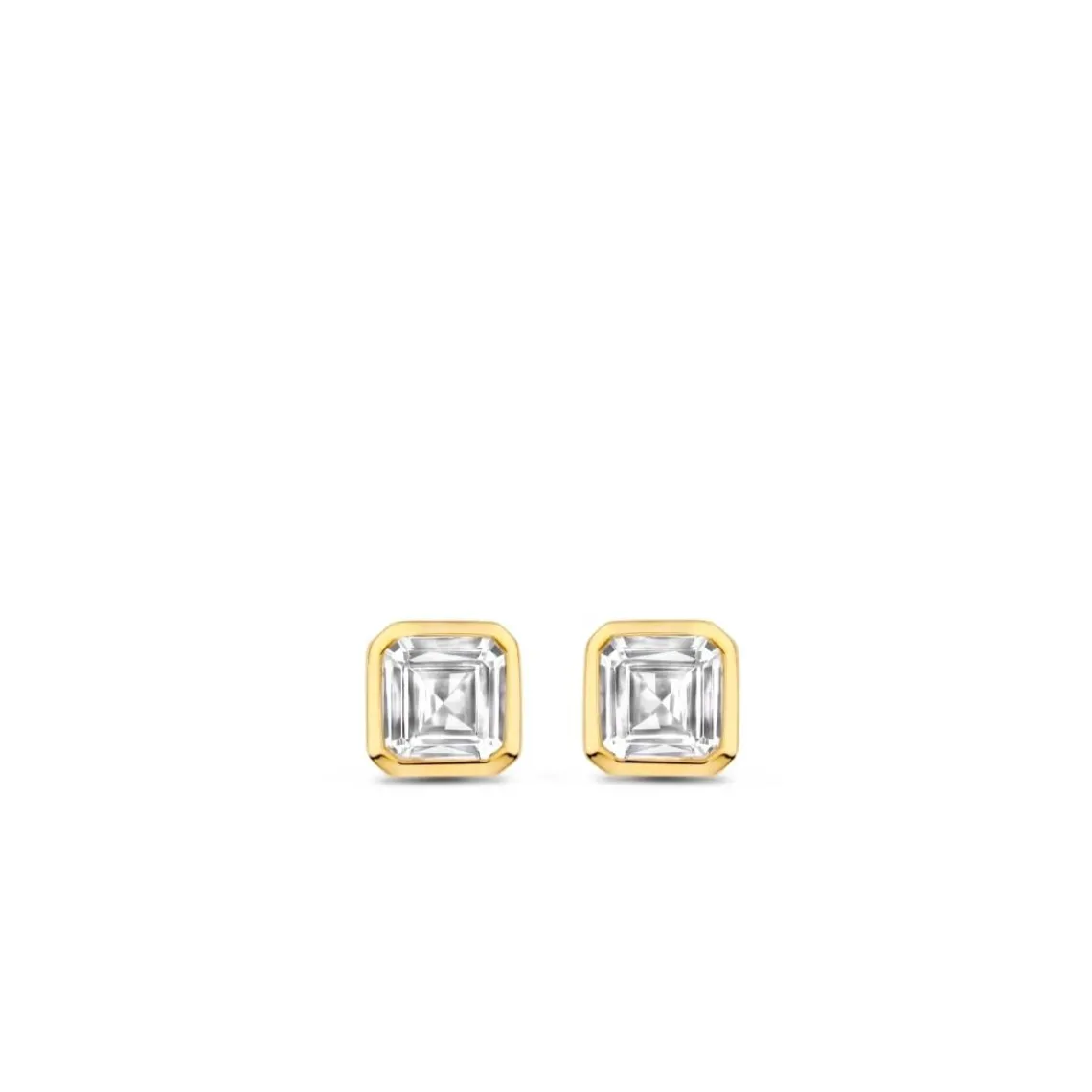 Ti Sento Boucles D'Oreilles - 7967ZY Argent Doré Et Oxydes Carrés | Femme Boucles D'Oreilles