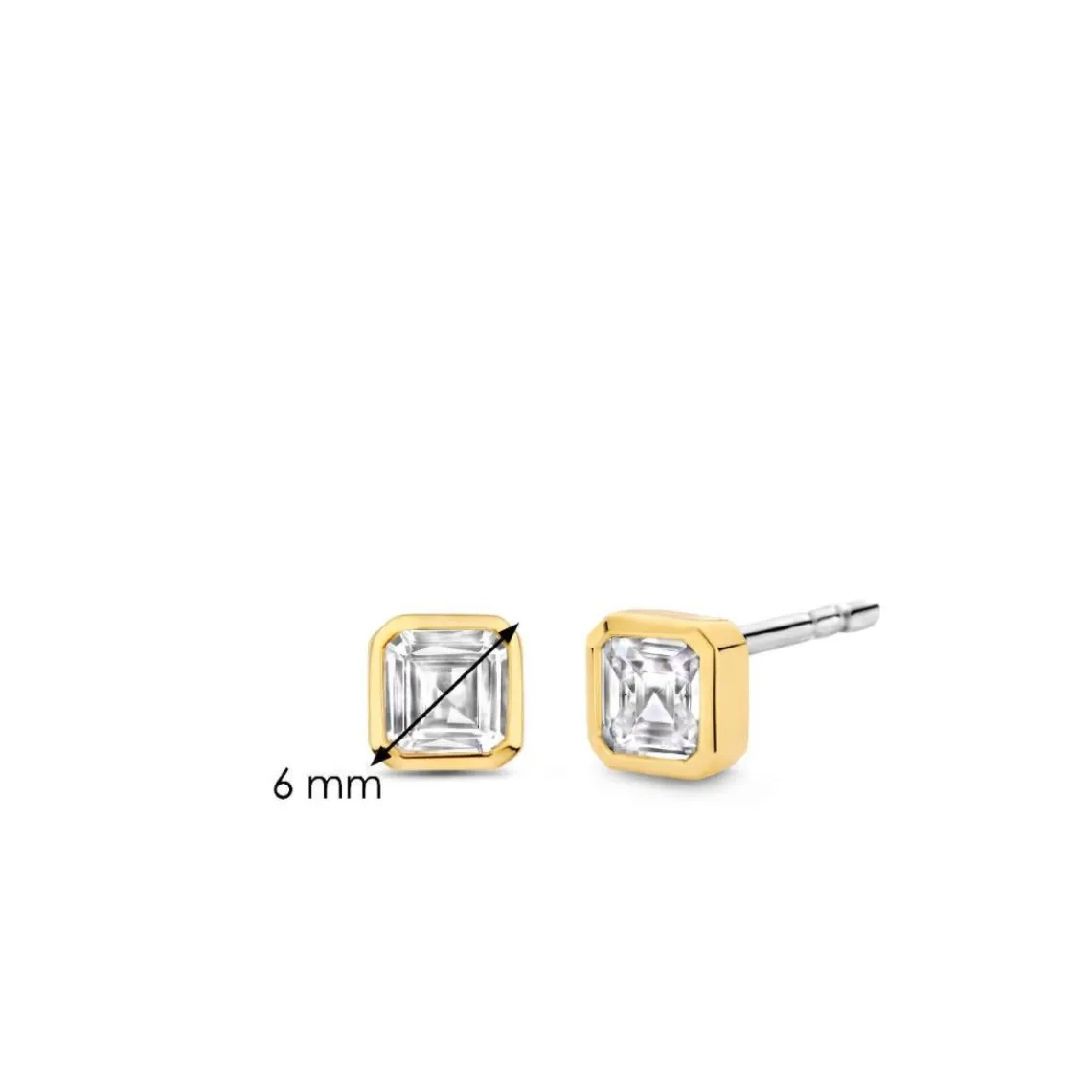 Ti Sento Boucles D'Oreilles - 7967ZY Argent Doré Et Oxydes Carrés | Femme Boucles D'Oreilles