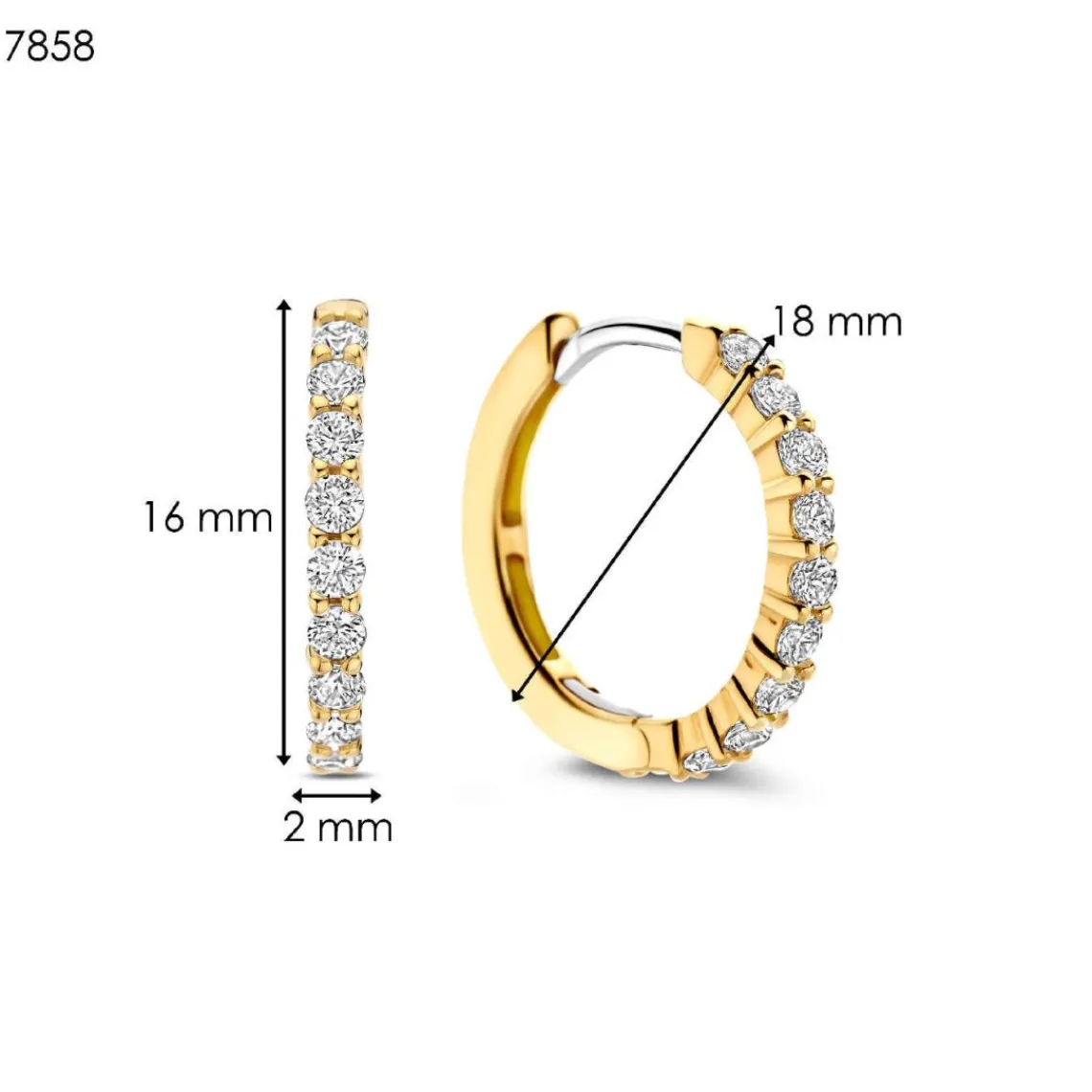 Ti Sento Boucles D'Oreilles - 7958ZY Argent Doré Anneaux Et Pavage | Femme Boucles D'Oreilles