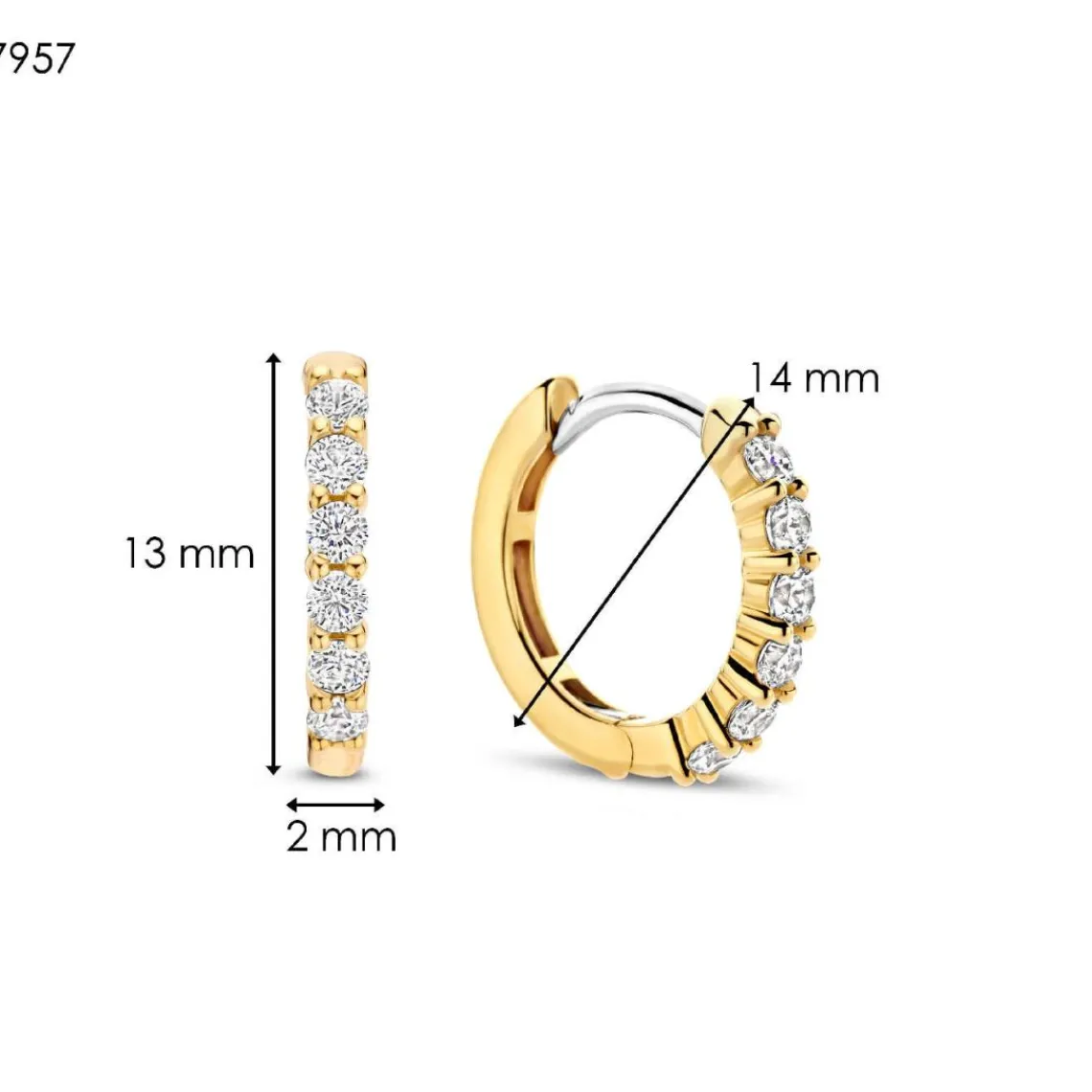 Ti Sento Boucles D'Oreilles - 7957ZY Argent Doré Anneaux Et Pavage | Femme Boucles D'Oreilles