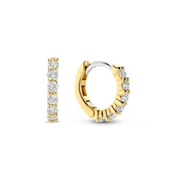 Ti Sento Boucles D'Oreilles - 7956ZY Argent Doré Anneaux Et Pavage | Femme Boucles D'Oreilles