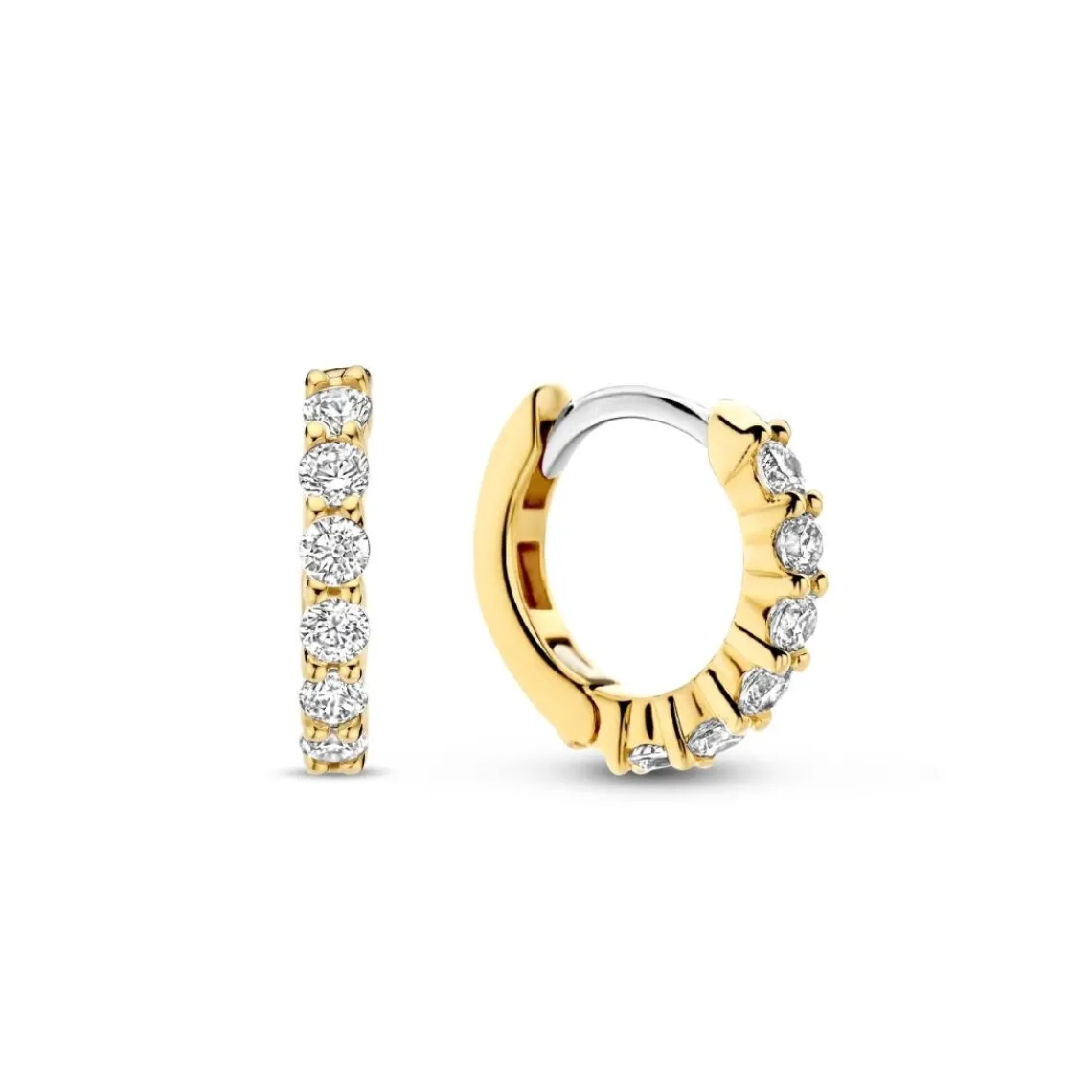 Ti Sento Boucles D'Oreilles - 7956ZY Argent Doré Anneaux Et Pavage | Femme Boucles D'Oreilles