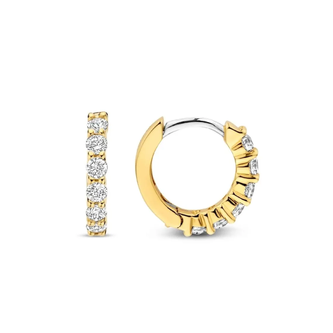 Ti Sento Boucles D'Oreilles - 7956ZY Argent Doré Anneaux Et Pavage | Femme Boucles D'Oreilles