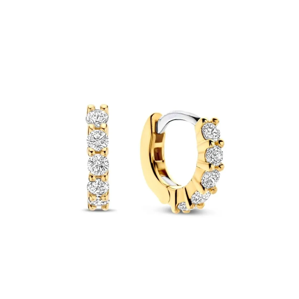 Ti Sento Boucles D'Oreilles - 7955ZY Argent Doré Anneaux Et Pavage | Femme Boucles D'Oreilles