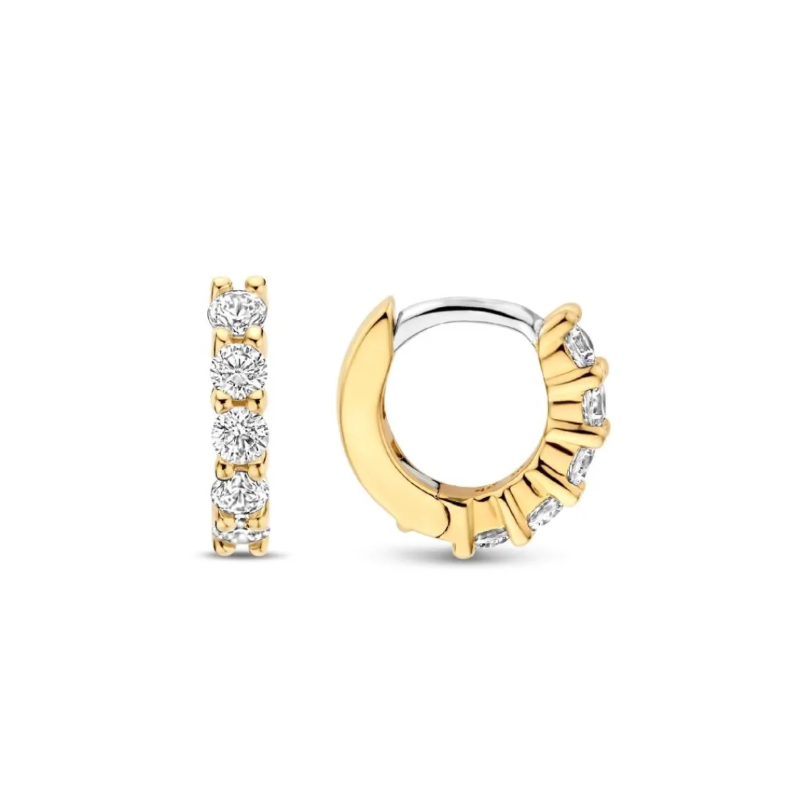 Ti Sento Boucles D'Oreilles - 7955ZY Argent Doré Anneaux Et Pavage | Femme Boucles D'Oreilles