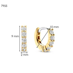 Ti Sento Boucles D'Oreilles - 7955ZY Argent Doré Anneaux Et Pavage | Femme Boucles D'Oreilles