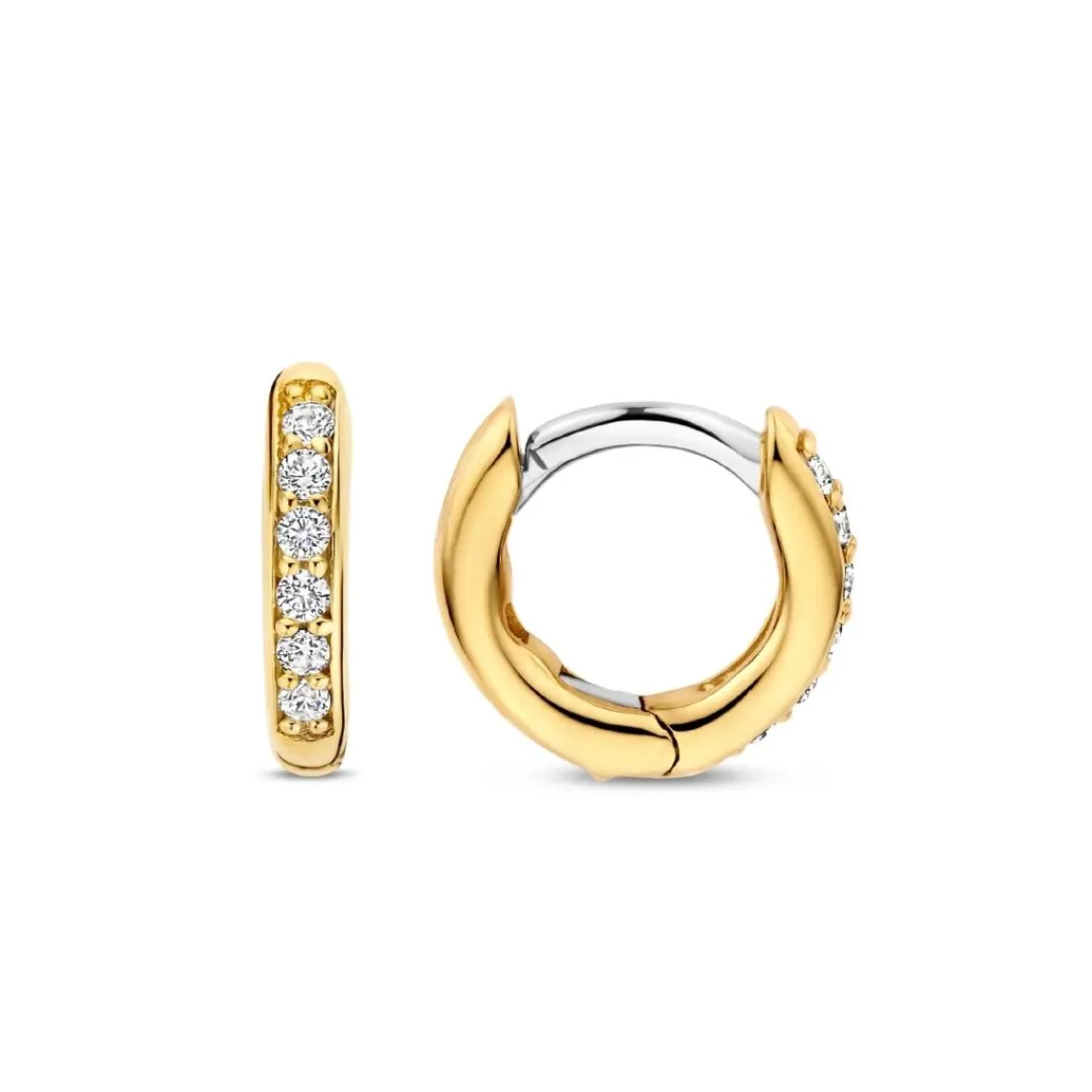 Ti Sento Boucles D'Oreilles - 7954ZY Argent Doré Anneaux Et Pavage | Femme Boucles D'Oreilles