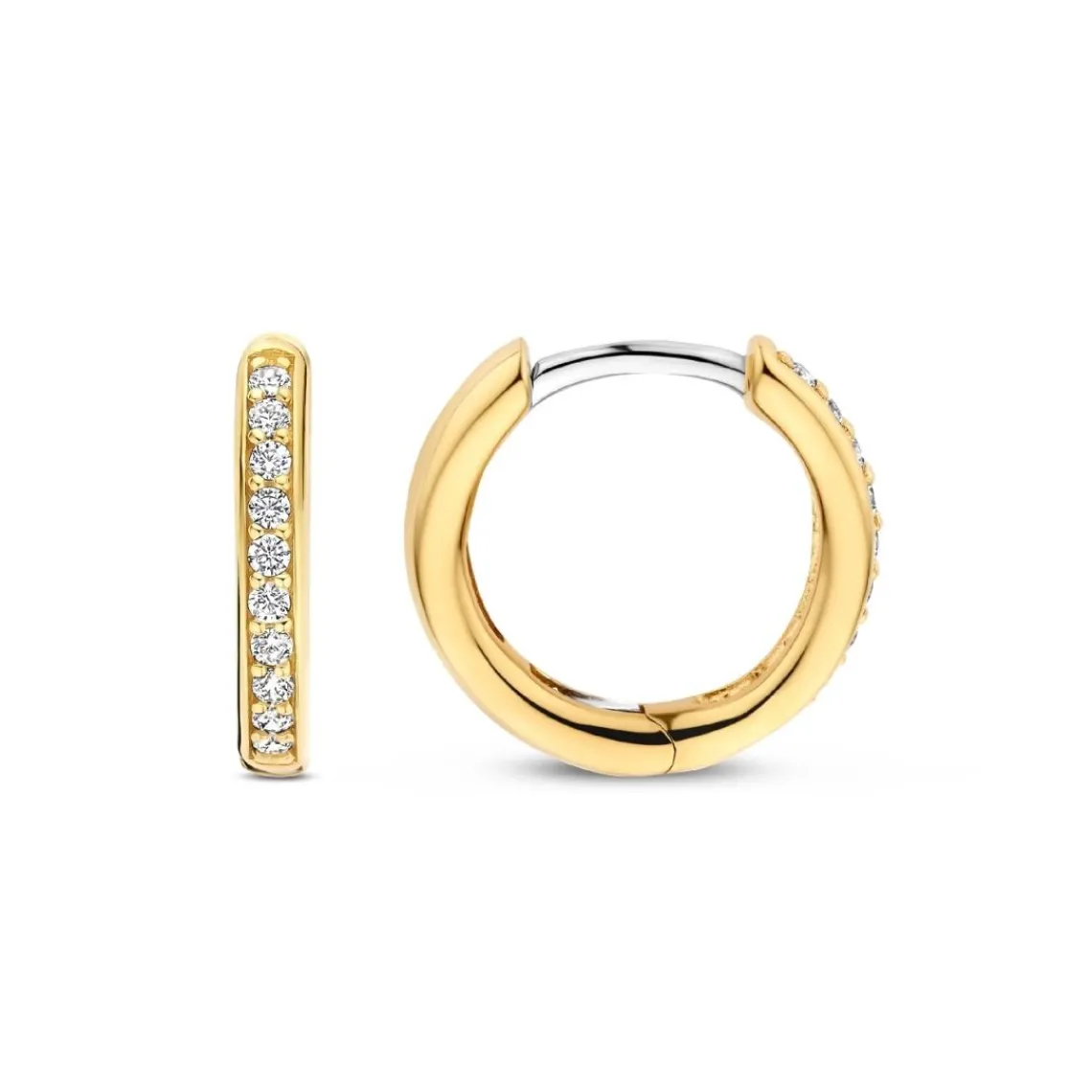 Ti Sento Boucles D'Oreilles - 7812ZY Argent Doré Anneaux Et Pavage | Femme Boucles D'Oreilles