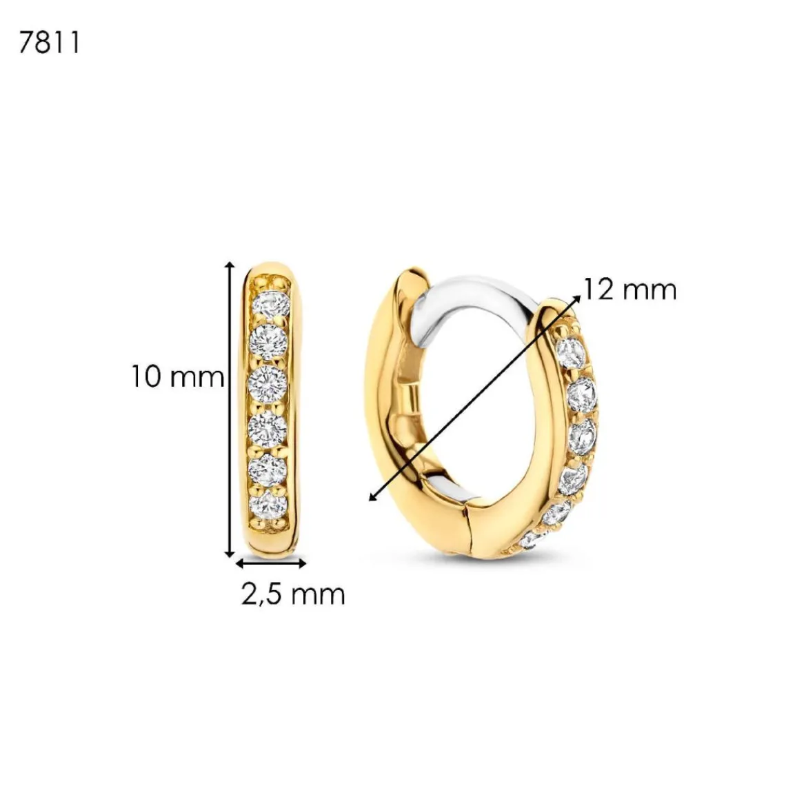 Ti Sento Boucles D'Oreilles - 7811ZY Argent Doré Anneaux Et Pavage | Femme Boucles D'Oreilles