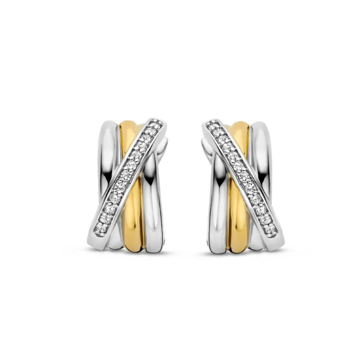 Ti Sento Boucles D'Oreilles - 7960ZY Argent Doré Multi Joncs | Femme Boucles D'Oreilles