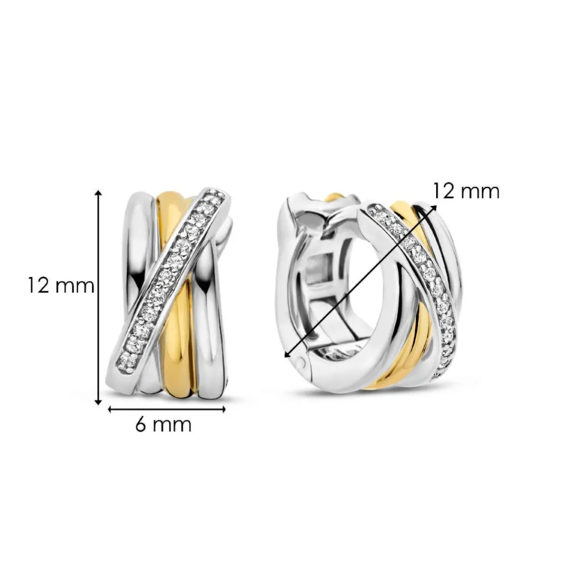 Ti Sento Boucles D'Oreilles - 7960ZY Argent Doré Multi Joncs | Femme Boucles D'Oreilles