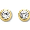 Ti Sento Boucles d'oreilles 7597ZY - Boucles d'oreilles Clous Zirconium Dorées | Femme Boucles D'Oreilles