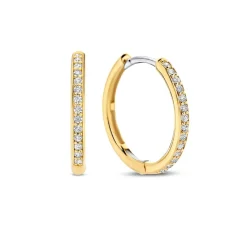 Ti Sento Boucles D'Oreilles - 7959ZY Argent Doré Créoles Et Pavage | Femme Boucles D'Oreilles