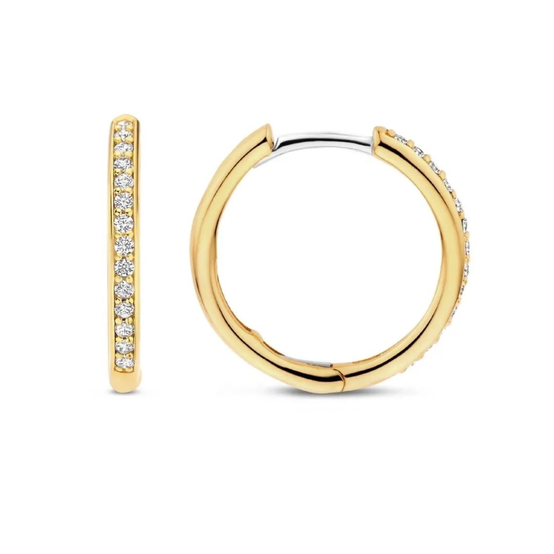 Ti Sento Boucles D'Oreilles - 7959ZY Argent Doré Créoles Et Pavage | Femme Boucles D'Oreilles