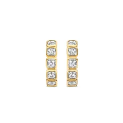 Ti Sento Boucles D'Oreilles - 7965ZY Argent Doré Et Oxydes De Zirconium Sertis Clos Carré | Femme Boucles D'Oreilles