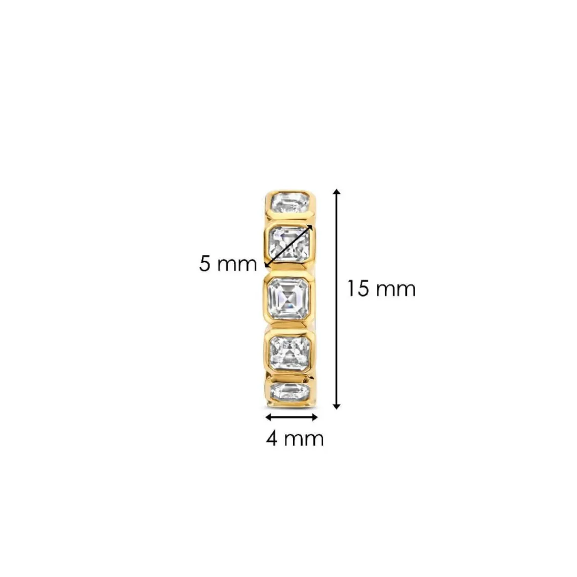 Ti Sento Boucles D'Oreilles - 7965ZY Argent Doré Et Oxydes De Zirconium Sertis Clos Carré | Femme Boucles D'Oreilles