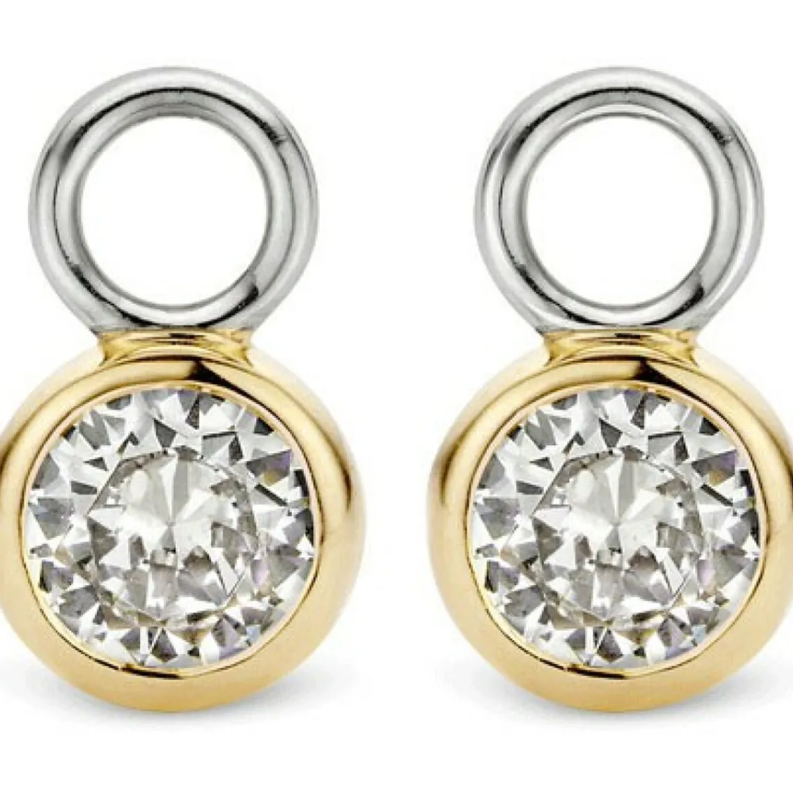 Ti Sento Boucles d'oreilles 9180ZY - Boucles d'oreilles Argent Serti Clos Doré Femme | Femme Boucles D'Oreilles