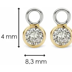 Ti Sento Boucles d'oreilles 9180ZY - Boucles d'oreilles Argent Serti Clos Doré Femme | Femme Boucles D'Oreilles