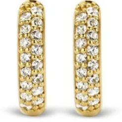 Ti Sento Boucles d'oreilles 7210ZY - Boucles d'oreilles Argent Doré Anneau Pavé Femme | Femme Boucles D'Oreilles