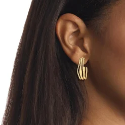 Calvin Klein Bijoux Boucles oreilles CK Wavy Sculptural - 35000721 Acier Doré | Femme Boucles D'Oreilles