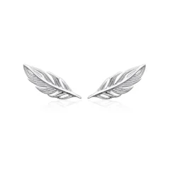 Maison de la Bijouterie Boucles oreilles femme plume Argent W5YWZ00 | Femme Boucles D'Oreilles