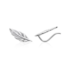 Maison de la Bijouterie Boucles oreilles femme plume Argent W5YWZ00 | Femme Boucles D'Oreilles