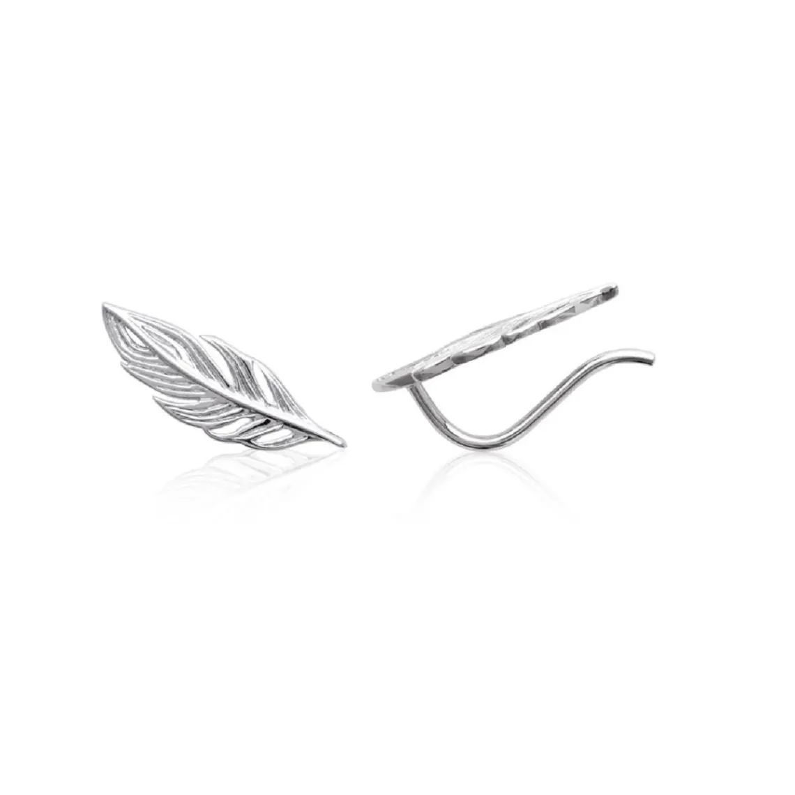 Maison de la Bijouterie Boucles oreilles femme plume Argent W5YWZ00 | Femme Boucles D'Oreilles