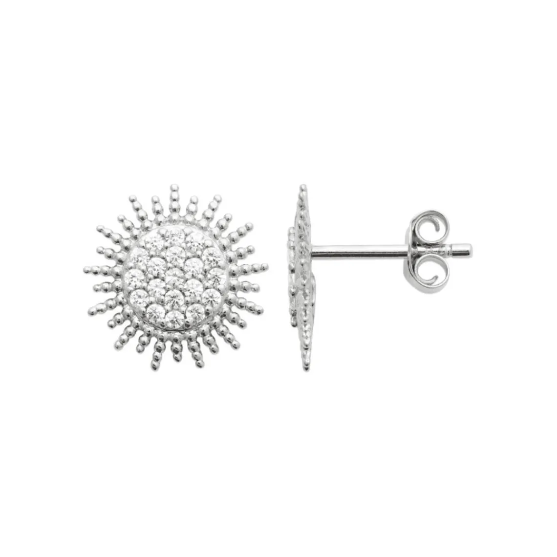 Maison de la Bijouterie Boucles oreilles femme soleil argent rhodié Z5W03Z0 | Femme Boucles D'Oreilles