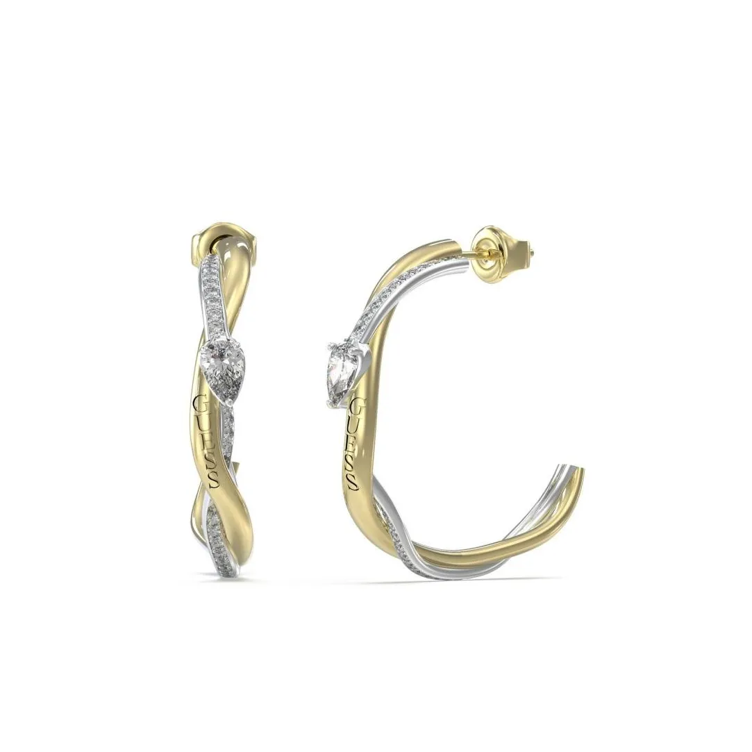 Guess Bijoux Boucles oreilles Twist JUBE05063JWYGRH Acier Doré | Femme Boucles D'Oreilles