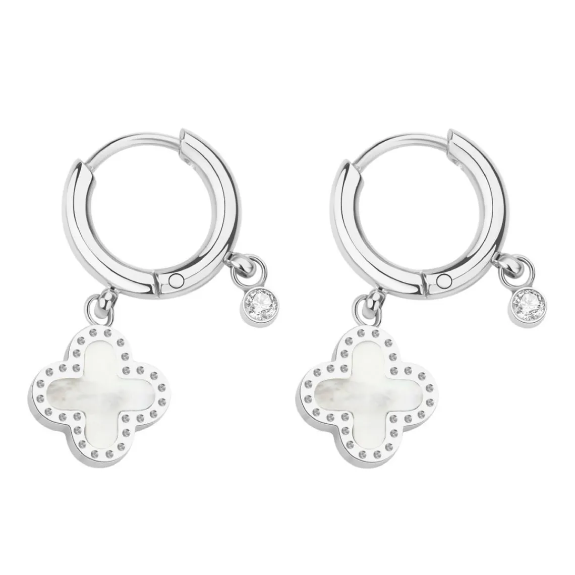 Pixies Bijoux Boucles oreilles - PEH0011-2MOP Acier Nacre | Femme Boucles D'Oreilles