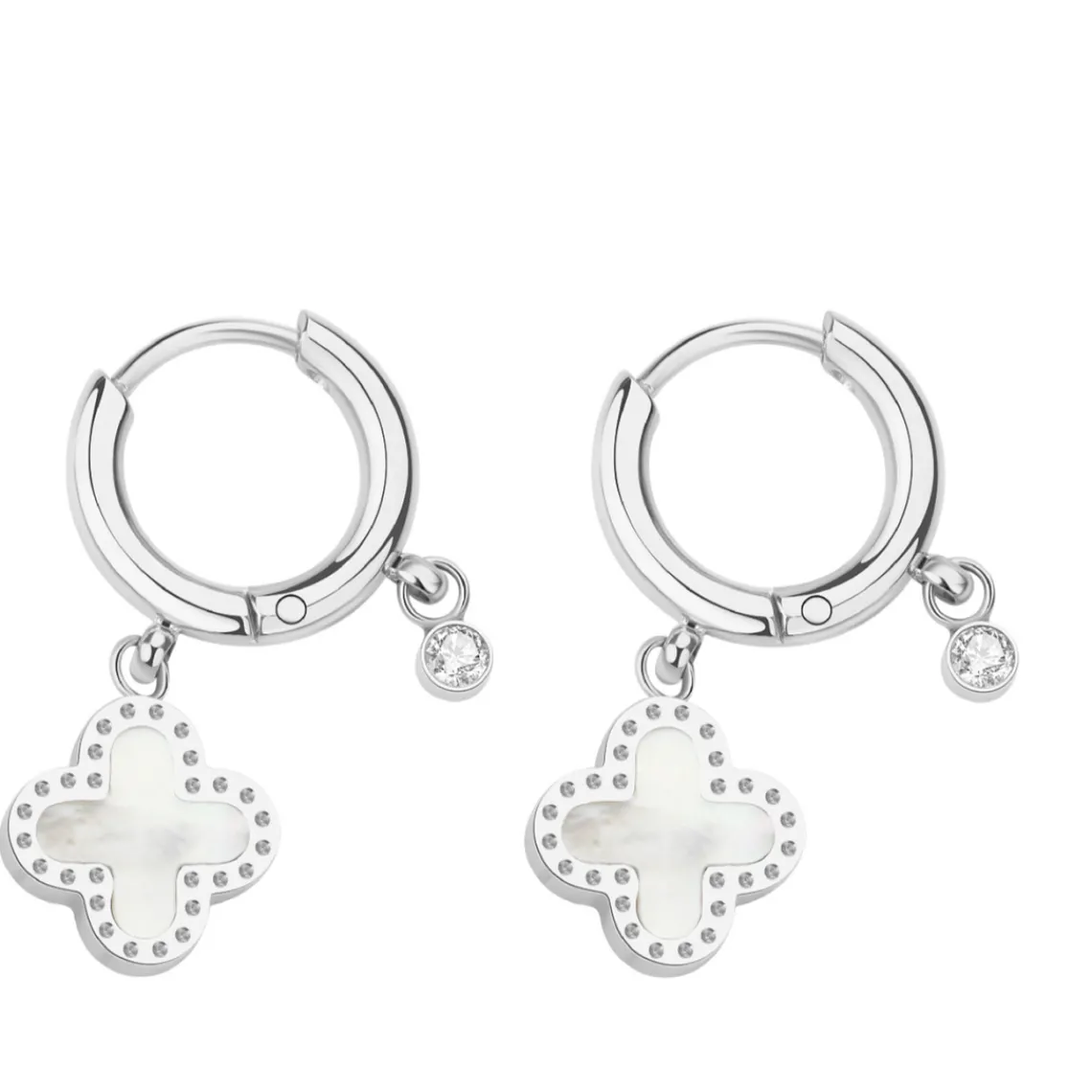 Pixies Bijoux Boucles oreilles - PEH0011-2MOP Acier Nacre | Femme Boucles D'Oreilles