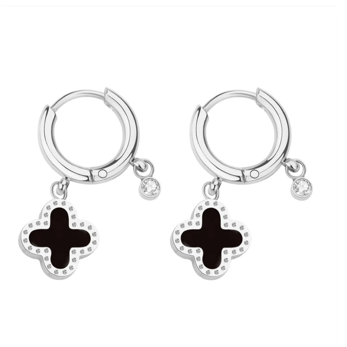 Pixies Bijoux Boucles oreilles - PEH0011-2BKO Acier Noir | Femme Boucles D'Oreilles