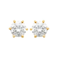 Maison de la Bijouterie Boucles oreilles plaqué or oxyde zirconium 7mm Y0YZ536WZ | Femme Boucles D'Oreilles