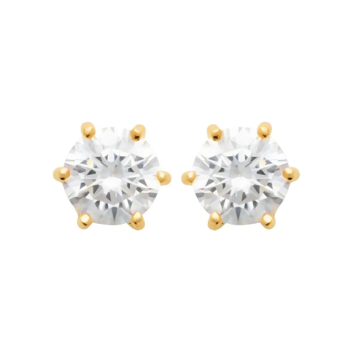 Maison de la Bijouterie Boucles oreilles plaqué or oxyde zirconium 7mm Y0YZ536WZ | Femme Boucles D'Oreilles