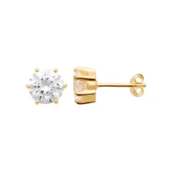 Maison de la Bijouterie Boucles oreilles plaqué or oxyde zirconium 8mm Y0YZ536VZ | Femme Boucles D'Oreilles