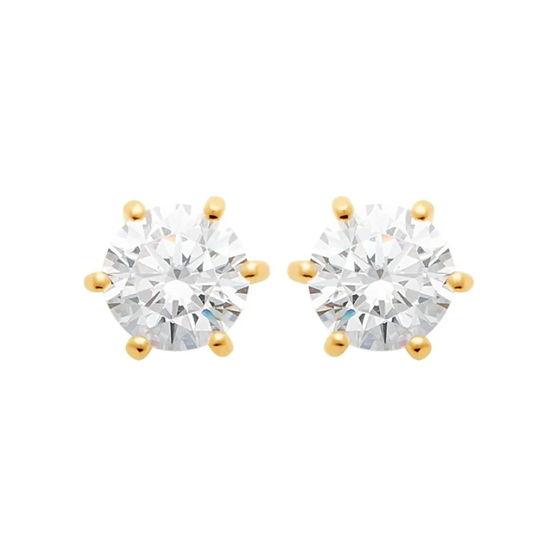 Maison de la Bijouterie Boucles oreilles plaqué or oxyde zirconium 6mm Y0YZ5366Z | Femme Boucles D'Oreilles