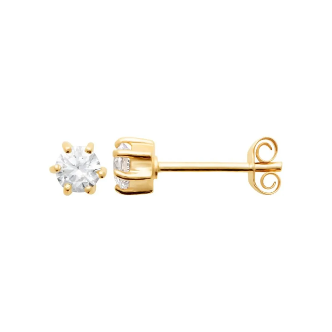 Maison de la Bijouterie Boucles oreilles plaqué or oxyde zirconium 4mm Y0YZ5364Z | Femme Boucles D'Oreilles