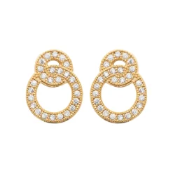Maison de la Bijouterie Boucles oreilles puces double ronds plaqué or Y5ZV4Z0 | Femme Boucles D'Oreilles