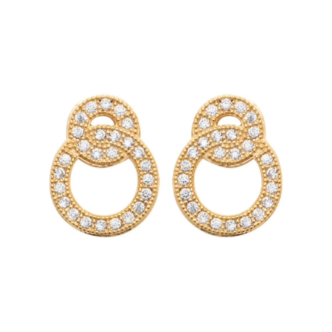 Maison de la Bijouterie Boucles oreilles puces double ronds plaqué or Y5ZV4Z0 | Femme Boucles D'Oreilles