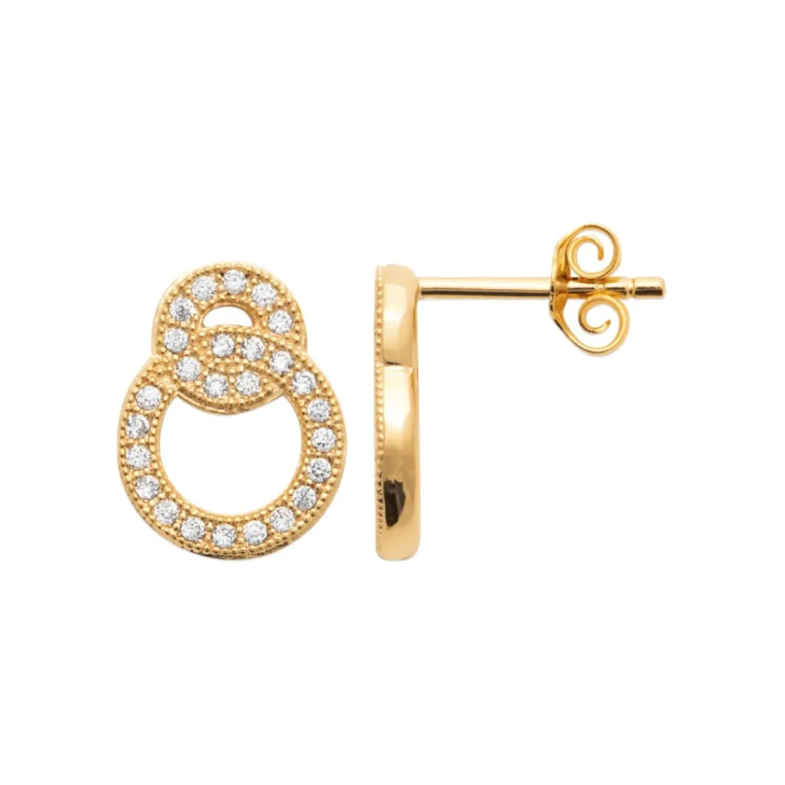 Maison de la Bijouterie Boucles oreilles puces double ronds plaqué or Y5ZV4Z0 | Femme Boucles D'Oreilles
