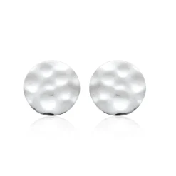 Maison de la Bijouterie Boucles oreilles puces effet martelé argent W55YW00 | Femme Boucles D'Oreilles