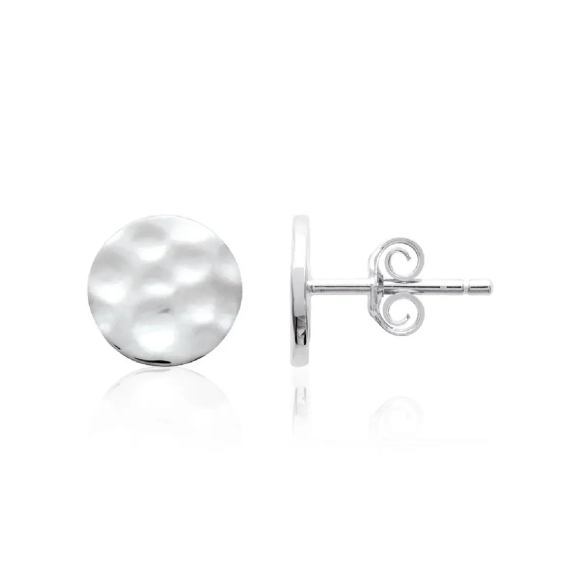 Maison de la Bijouterie Boucles oreilles puces effet martelé argent W55YW00 | Femme Boucles D'Oreilles