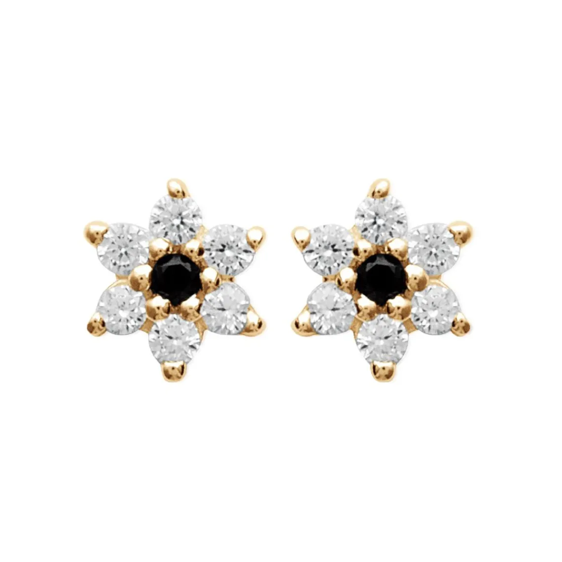 Maison de la Bijouterie Boucles oreilles puces fleurs bicolore plaqué or Y5YU40W | Femme Boucles D'Oreilles