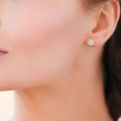 Maison de la Bijouterie Boucles oreilles puces plaqué or oxyde de zirconium Y4UY0ZZ | Femme Boucles D'Oreilles