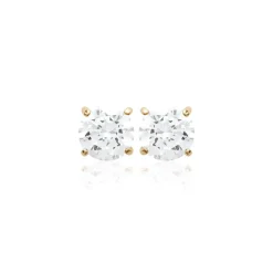 Maison de la Bijouterie Boucles oreilles puces plaqué or oxyde de zirconium 4mm Y5055Z04 | Femme Boucles D'Oreilles