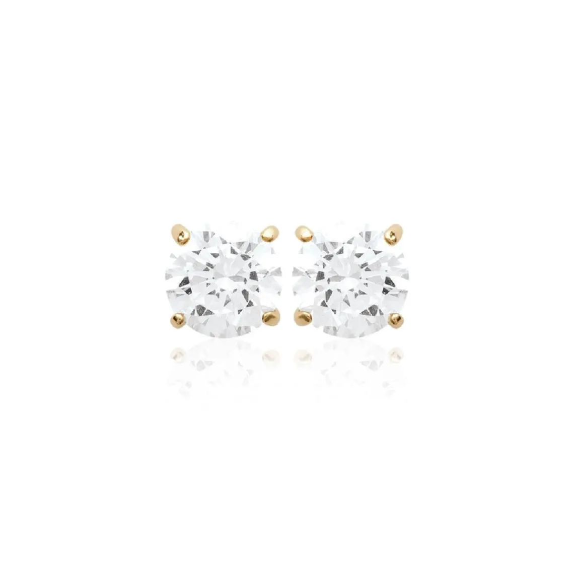 Maison de la Bijouterie Boucles oreilles puces plaqué or oxyde de zirconium 4mm Y5055Z04 | Femme Boucles D'Oreilles