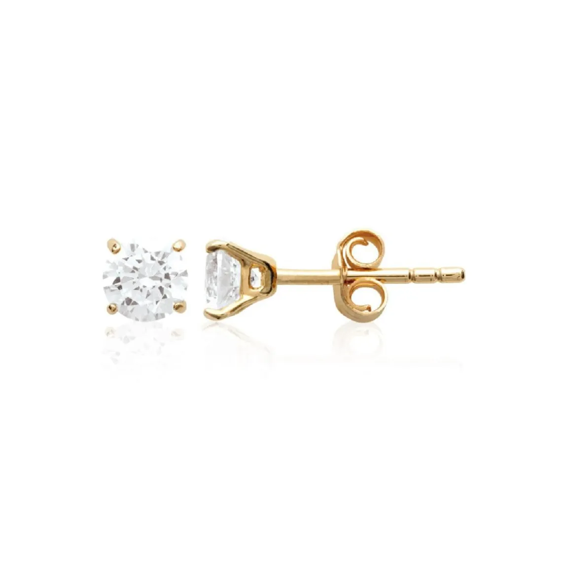 Maison de la Bijouterie Boucles oreilles puces plaqué or oxyde de zirconium 4mm Y5055Z04 | Femme Boucles D'Oreilles