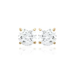Maison de la Bijouterie Boucles oreilles puces plaqué or oxyde de zirconium 5 mm Y5055Z05 | Femme Boucles D'Oreilles