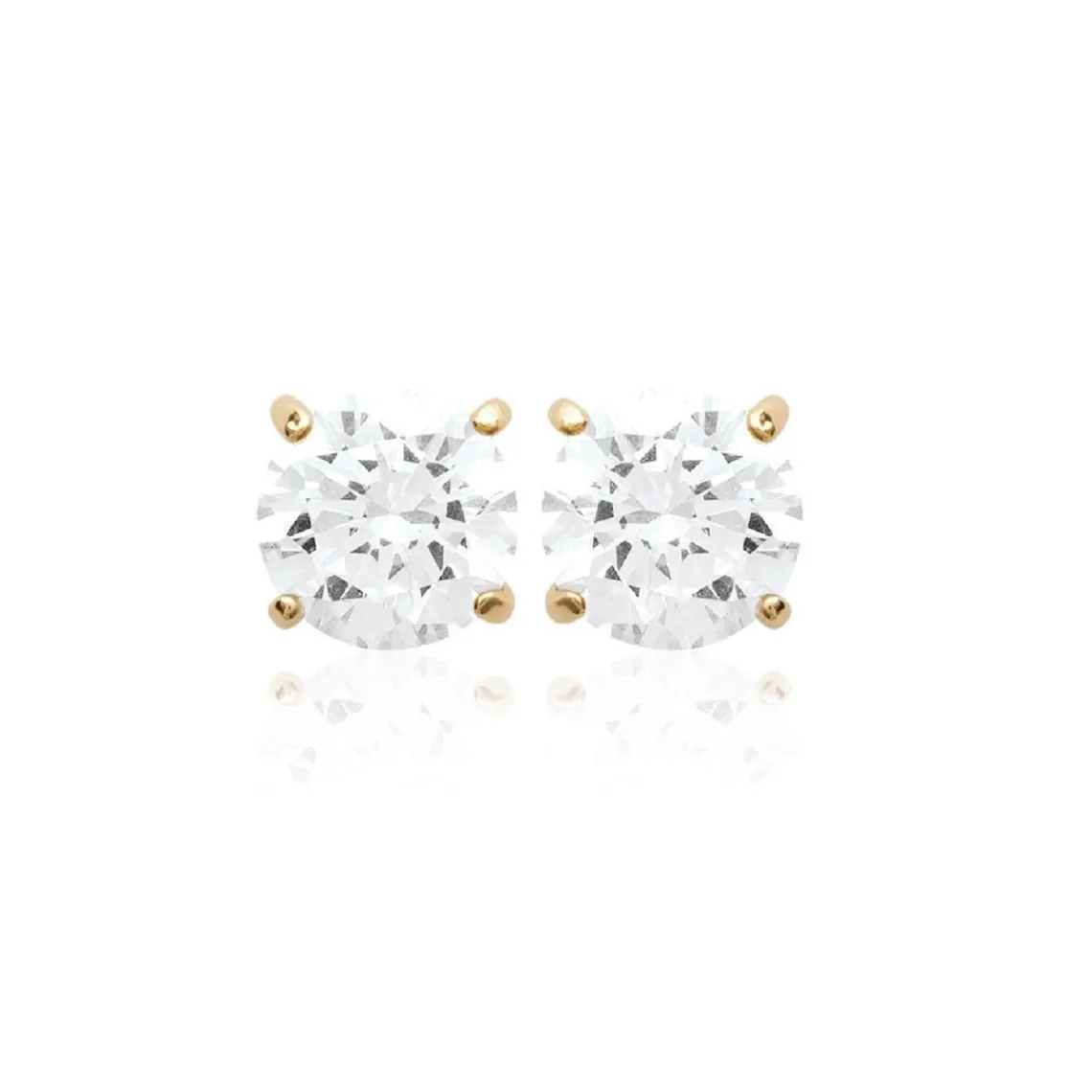 Maison de la Bijouterie Boucles oreilles puces plaqué or oxyde de zirconium 5 mm Y5055Z05 | Femme Boucles D'Oreilles