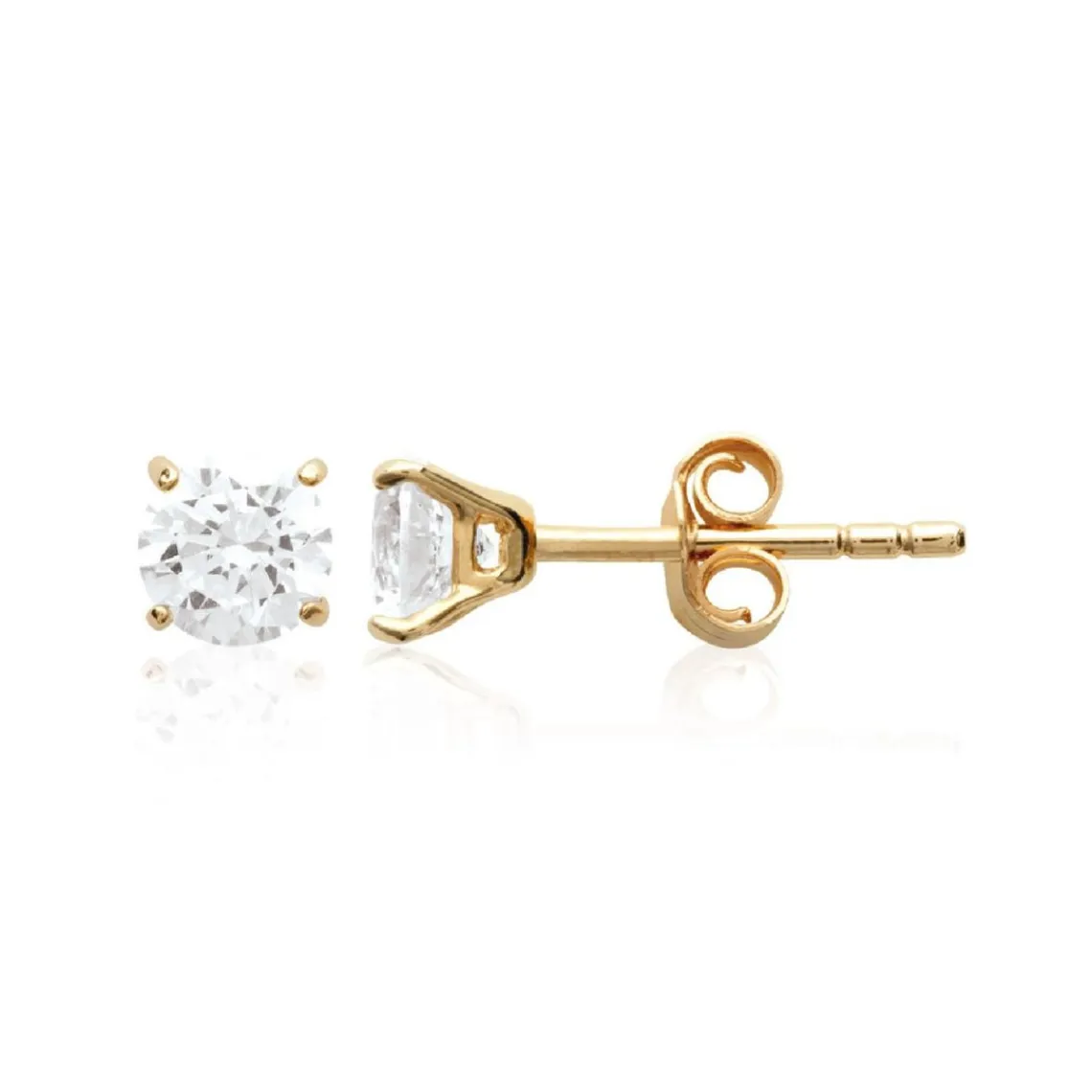 Maison de la Bijouterie Boucles oreilles puces plaqué or oxyde de zirconium 5 mm Y5055Z05 | Femme Boucles D'Oreilles